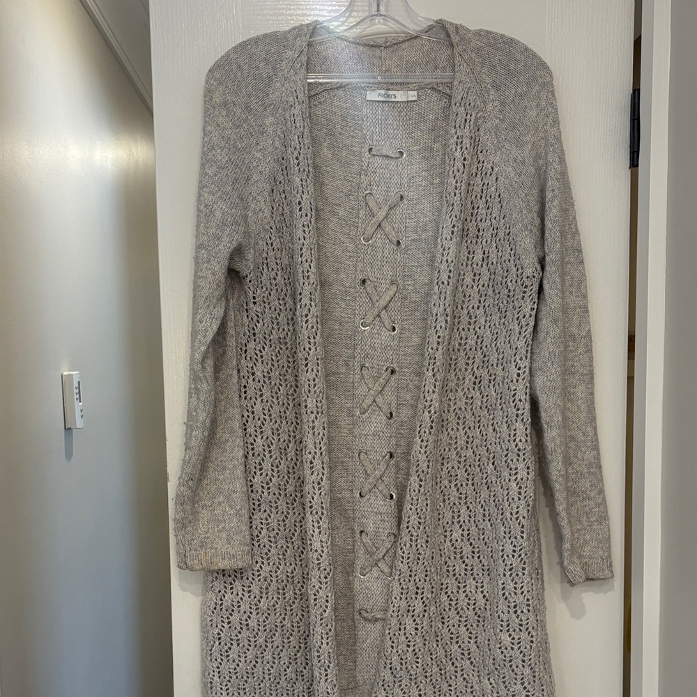 Ricki's Light Gray Open Knit Cardigan